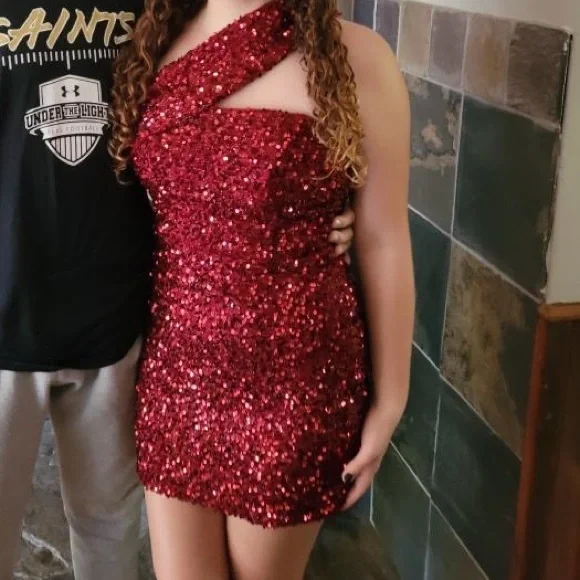 GB girls | Dresses | Homecoming Dress Social Sequin One Shoulder Mini Dress  | Poshmark